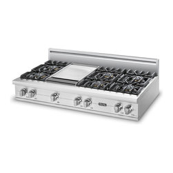 Viking 48" Pro-style Gas Rangetop, Stainless Steel Natural Gas | VGRT5486GSS - Cooktops