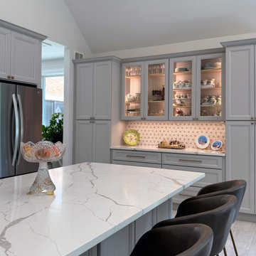 Graceful Living, Together - Butler’s Pantry Wall, Light Gray Shaker, Brass Pulls