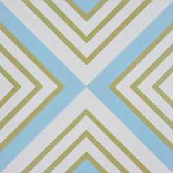 Moroccan Mosaic and Tile House - Mazagan Handmade Cement Tile, Gold/Blue, Sample - Wall And Floor Tile