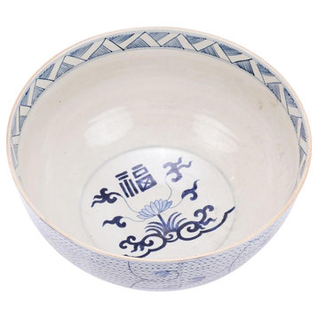 Bowl Chain White Blue Ceramic Handmade Hand-Crafted