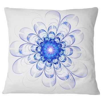Blue Ideal Fractal Flower Design Floral Throw Pillow, 18"x18"