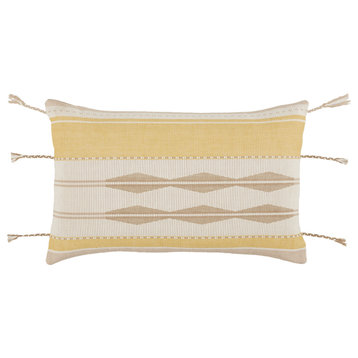 Vibe by Jaipur Living Mahalia Yellow/Light Taupe Tribal Poly Fill Pillow 13x21
