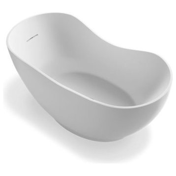 Kohler Abrazo 66" X 32" Freestanding Bath with Center Toe-Tap Drain, Honed White