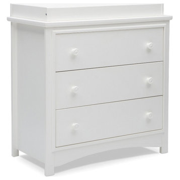Delta Children Perry 3-Drawer Wood Dresser with Changing Top in Bianca White