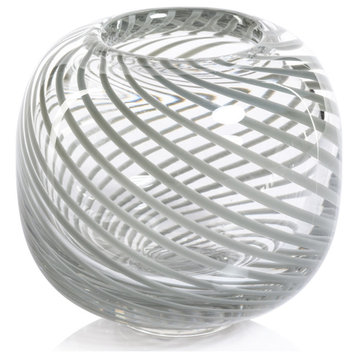 Chantilly Green Swirl Glass Bud Vase, Round