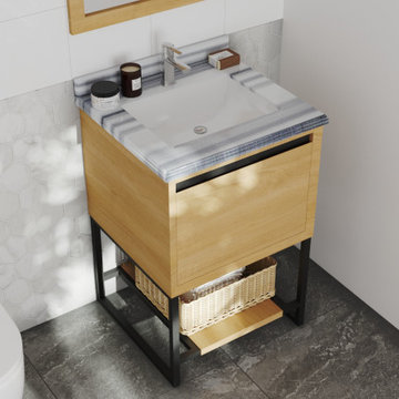 Laviva 313SMR-24CO-WS Alto 24 - California White Oak Vanity Cabinet + White Stri
