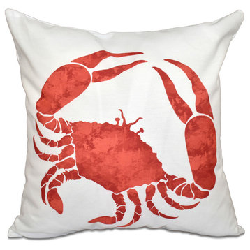 Crab, Animal Print Outdoor Pillow, Coral, 20"x20"