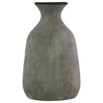 Terracotta Round Flower Vase, Concrete Gray