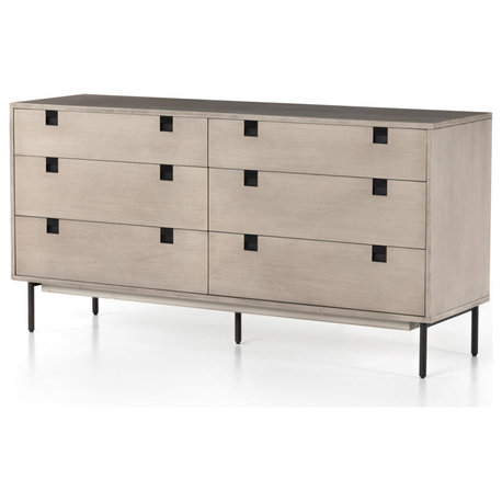 Carly 6 Drawer Dresser, Grey Wash Veneer