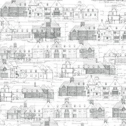 Custom Designed Architectural Toile Wallpaper - Wallpaper