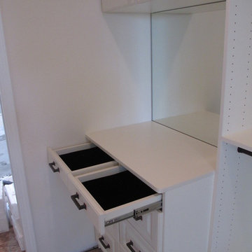 Walk-in Closet dresser, mirror, raised panel fronts, velvet lined jewelry drawer