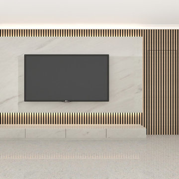 Wall Mounted TV Unit in Oak Finish Supplied by Inspired Elements