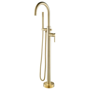 Isenberg 100.1170 Freestanding Floor Mount Bathtub/Tub Faucet, Satin Brass