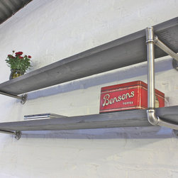 Ellis Reclaimed Scaffolding & Polished Steel Pipe Wall Mounted Shelves - Display & Wall Shelves