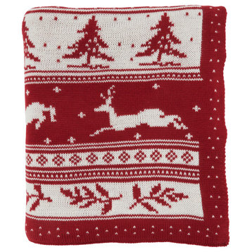 Knit Throw Blanket With Christmas Design