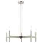 Livex Lighting - Livex Lighting Brushed Nickel 5-Light Chandelier - Exposed bulb sockets are fixed over a brushed nickel finish with bronze accent to create an eclectic look perfect for mid century modern or transitional spaces wanting an industrial touch.