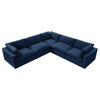 Kaelynn Corner Sofa Navy Blue Linen Upholstered