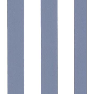 Classic 2.5" Stripe Wallpaper, Blue and White, Bolt