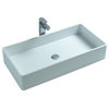 ADM Large Rectangular Stone Resin Countertop Sink, White, 32"