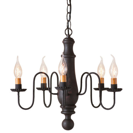 Medium Norfolk Chandelier, Hartford Black Over Red
