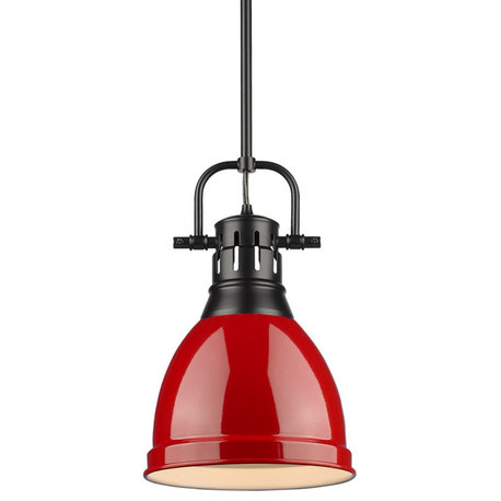 Golden Duncan Small Pendant with Rod 3604-S BLK-RD, Matte Black