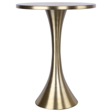 Grandview Gallery Round Metal Gold Plated Side Accent Table 24"Hx19"D