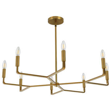 Colette Contemporary 8 Light Aged Brass Metal Chandelier