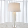 Classic Tapered Teardrop Shaped Art Glass Table Lamp White 35 in Ribbed Curved