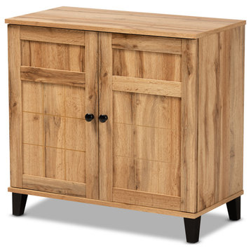 Glidden Modern Oak Brown Finished Wood 2-Door Shoe Storage Cabinet