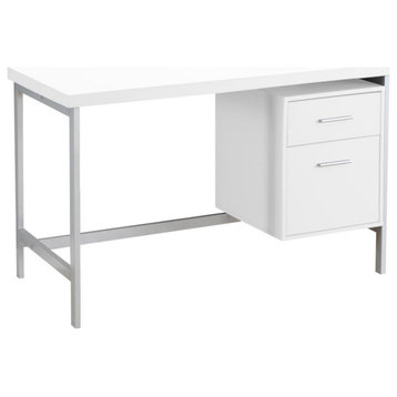 Computer Desk - 48"L / White / Silver Metal With File Drawer