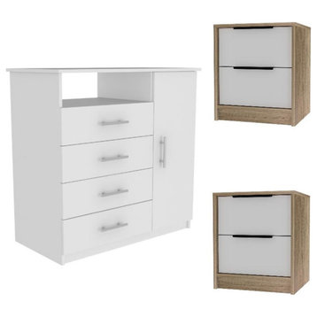 Home Square 3-Piece Set with Four Drawer Dresser and 2 Nightstands