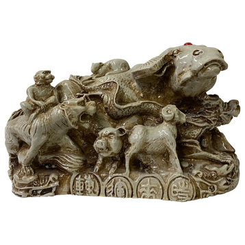 Chinese Resin Zodiac Animals Wealth Gather Fengshui OX Statue Hws1243