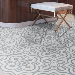 Moroccan Mosaic & Tile House - 8"x8" Taza Handmade Cement Tile,  White/Gray , Set of 12 - Wall And Floor Tile
