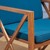 GDF Studio Hazel Outdoor Acacia Wood Club Chairs With Cushions, Set of 2, Brown