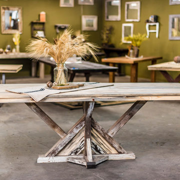 Handcrafted Farm Table with Intricate Base