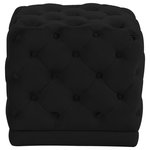 Meridian Furniture - Stella Velvet Upholstered Ottoman/Stool, Black - Unwind in luxury with your feet propped atop this Stella Black Velvet Ottoman/Stool. Luxe velvet upholstery covers every square inch of this stool's top and sides, giving it a glamorously contemporary look. The soft color blends easily with any decor theme, and the deep button tufting in a diamond-like grid pattern adds a lavish feel while helping the stool keep its loft. Position it near your favorite easy chair to create a cozy spot to relax at day's end.