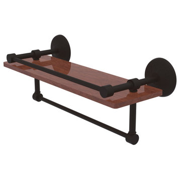 Monte Carlo 16" Wood Shelf with Gallery Rail and Towel Bar, Oil Rubbed Bronze