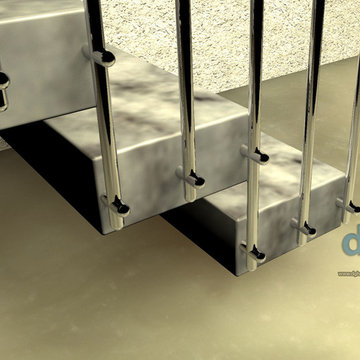 Riverview private house interior stainless steel floating staircase 3D drawings