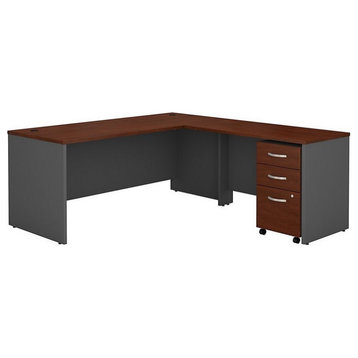 Series C 72W L Shaped Desk with File Cabinet in Hansen Cherry - Engineered Wood