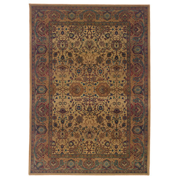 Kamil Persian Border Area Rug, Beige/Red, 2'6"x9'1"