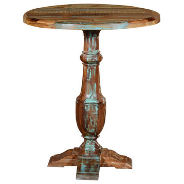 Trinidad 36" Round Reclaimed Solid Wood Pub Table in Multi-Color