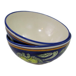 Le Souk Ceramique - Medium Deep Stoneware Serve Bowls, Set of 2, Citronique Design - Serving And Salad Bowls