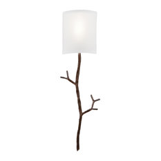 Ironwood Twig Cover Sconce w/ Linen Shade, Oil Rubbed Bronze, E26