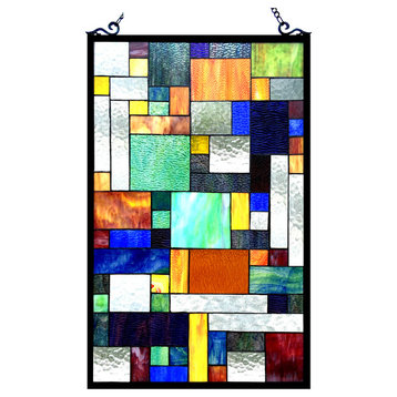 Avant-Garde, Tiffany-Glass Rectangle Window Panel 20X32