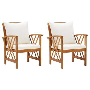 vidaXL Patio Chairs 2 pcs Patio Dining Chair with Cushions Solid Wood Acacia