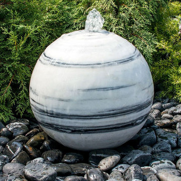 White Gray Marble Sphere Fountain