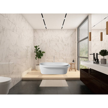 71-inx33.5-in Freestanding Soaking Bathub,White,Runway Shape