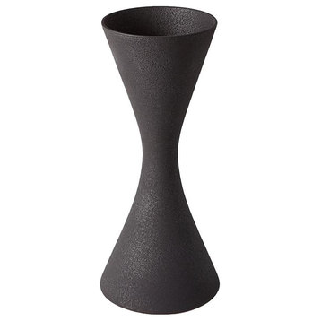 Elegant Modern Black Minimalist Hourglass Vase Large 20" Textured Graphic