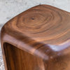Modern Solid Wood Block Open Center Accent Table Bulls Eye Mid Century Geometric