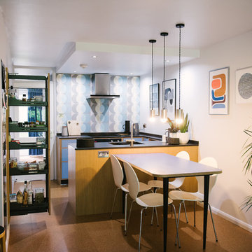 The Hollingtons: Mid Century Modern Blue Plywood Kitchen